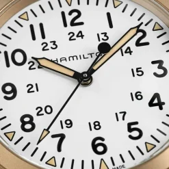 Hamilton Khaki Field Mechanical Bronze 38mm White Dial Brown Leather Strap Watch