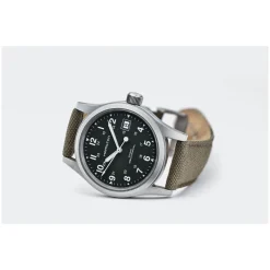 Hamilton Khaki Field Mechanical 38mm Green Dial Steel Case Green Canvas Strap Watch