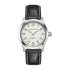 Hamilton Khaki Field Murph 38mm White Dial Steel Case Black Leather Bracelet Watch