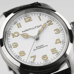 Hamilton Khaki Field Murph 38mm White Dial Steel Case Black Leather Bracelet Watch