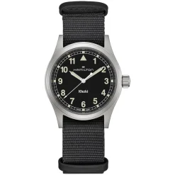 Hamilton Khaki Field Quartz 38mm Black Dial Steel Case Black Strap Watch