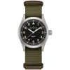 Hamilton Khaki Field Quartz 38mm Black Dial Steel Case Green Strap Watch