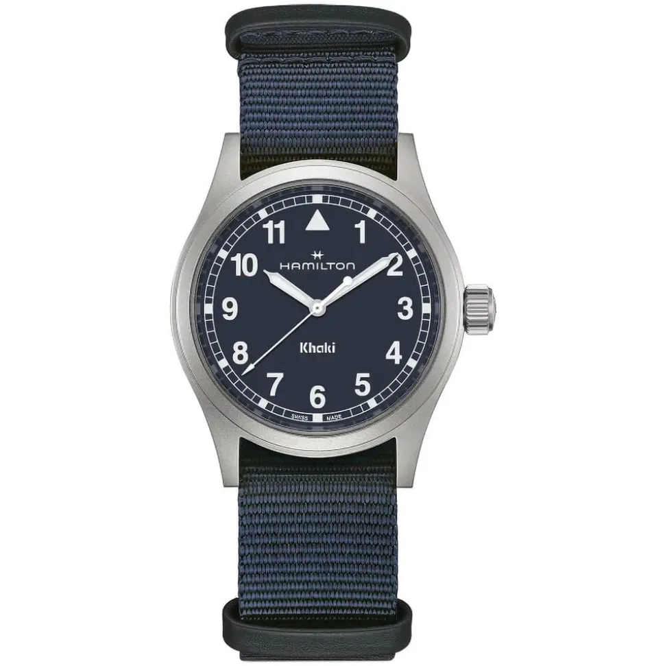 Hamilton Khaki Field Quartz 38mm Blue Dial Steel Case Blue Strap Watch