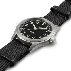 Hamilton Khaki Field Quartz 38mm Black Dial Steel Case Black Strap Watch