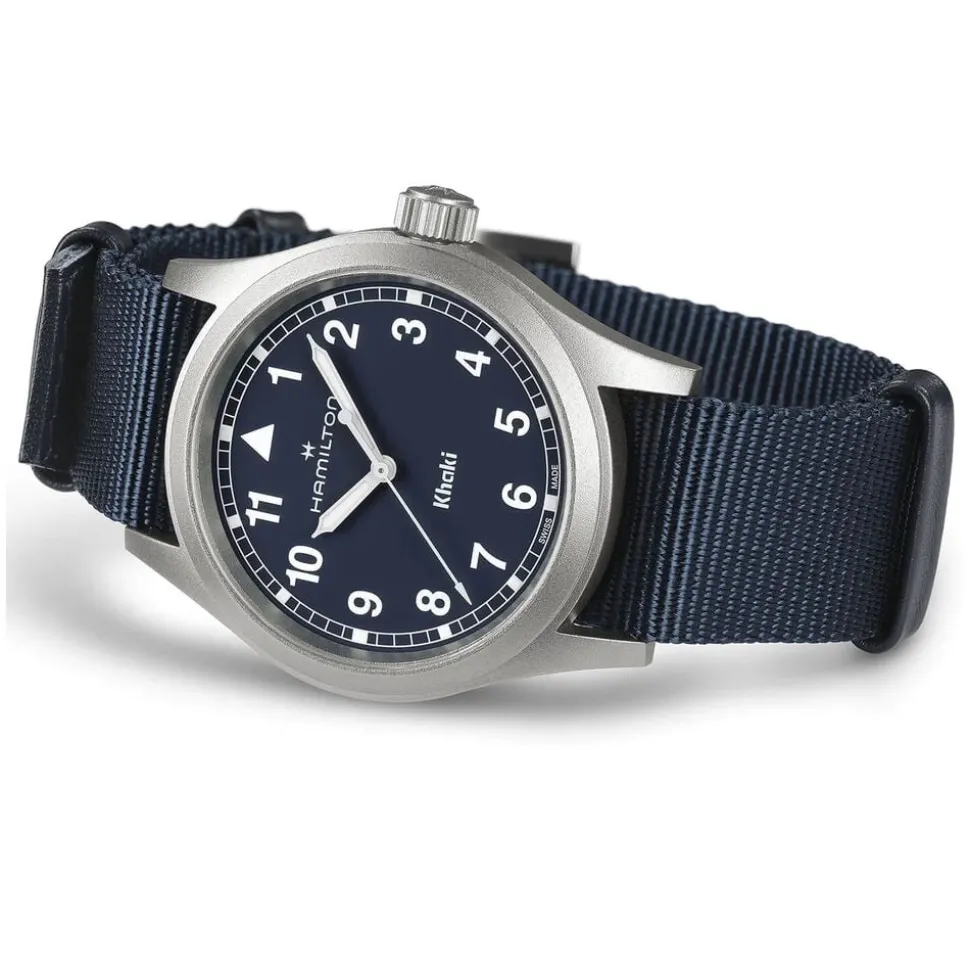 Hamilton Khaki Field Quartz 38mm Blue Dial Steel Case Blue Strap Watch
