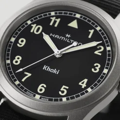 Hamilton Khaki Field Quartz 38mm Black Dial Steel Case Black Strap Watch