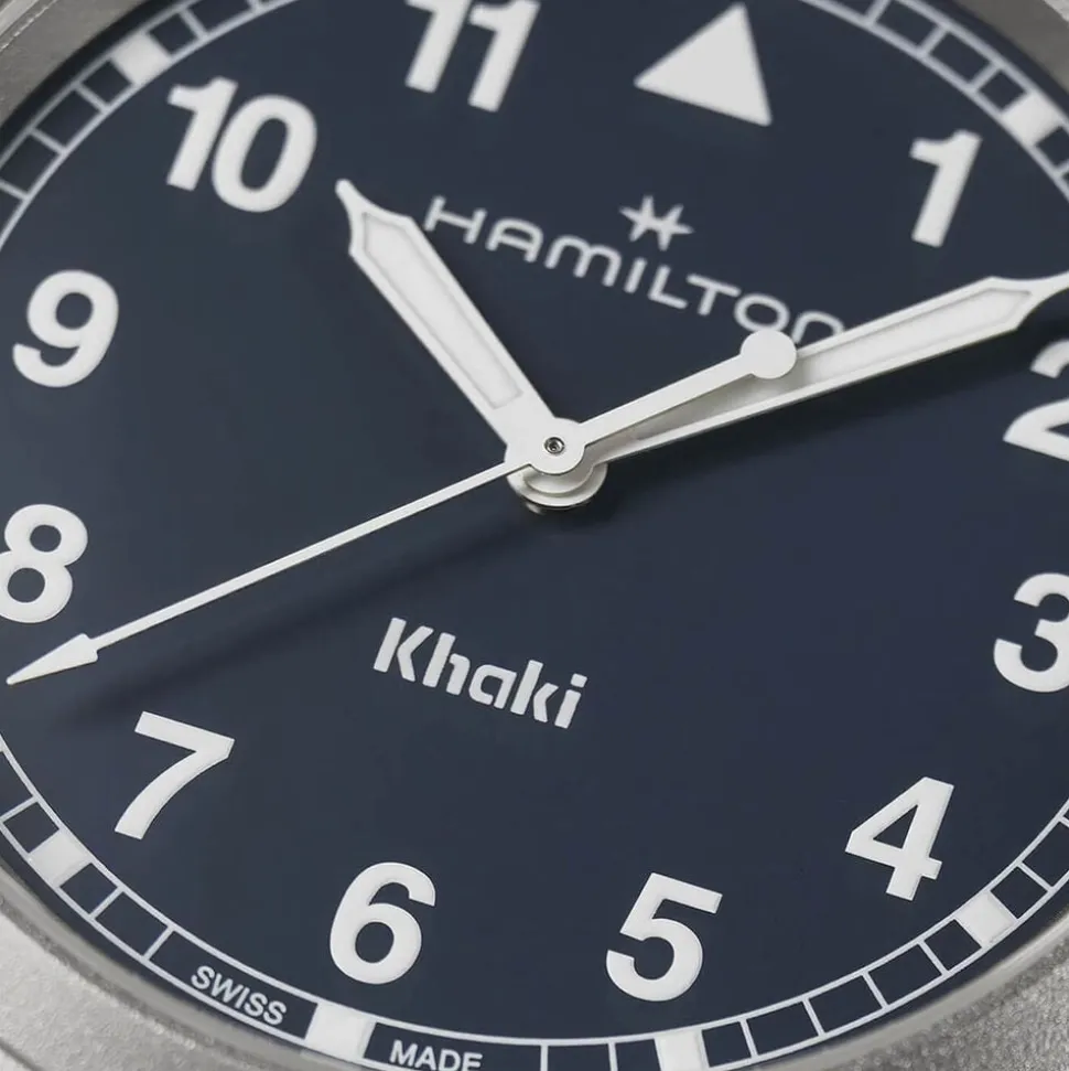 Hamilton Khaki Field Quartz 38mm Blue Dial Steel Case Blue Strap Watch