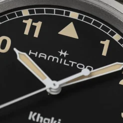 Hamilton Khaki Field Quartz 38mm Black Dial Steel Case Green Strap Watch