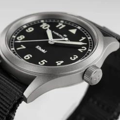 Hamilton Khaki Field Quartz 38mm Black Dial Steel Case Black Strap Watch