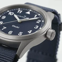 Hamilton Khaki Field Quartz 38mm Blue Dial Steel Case Blue Strap Watch