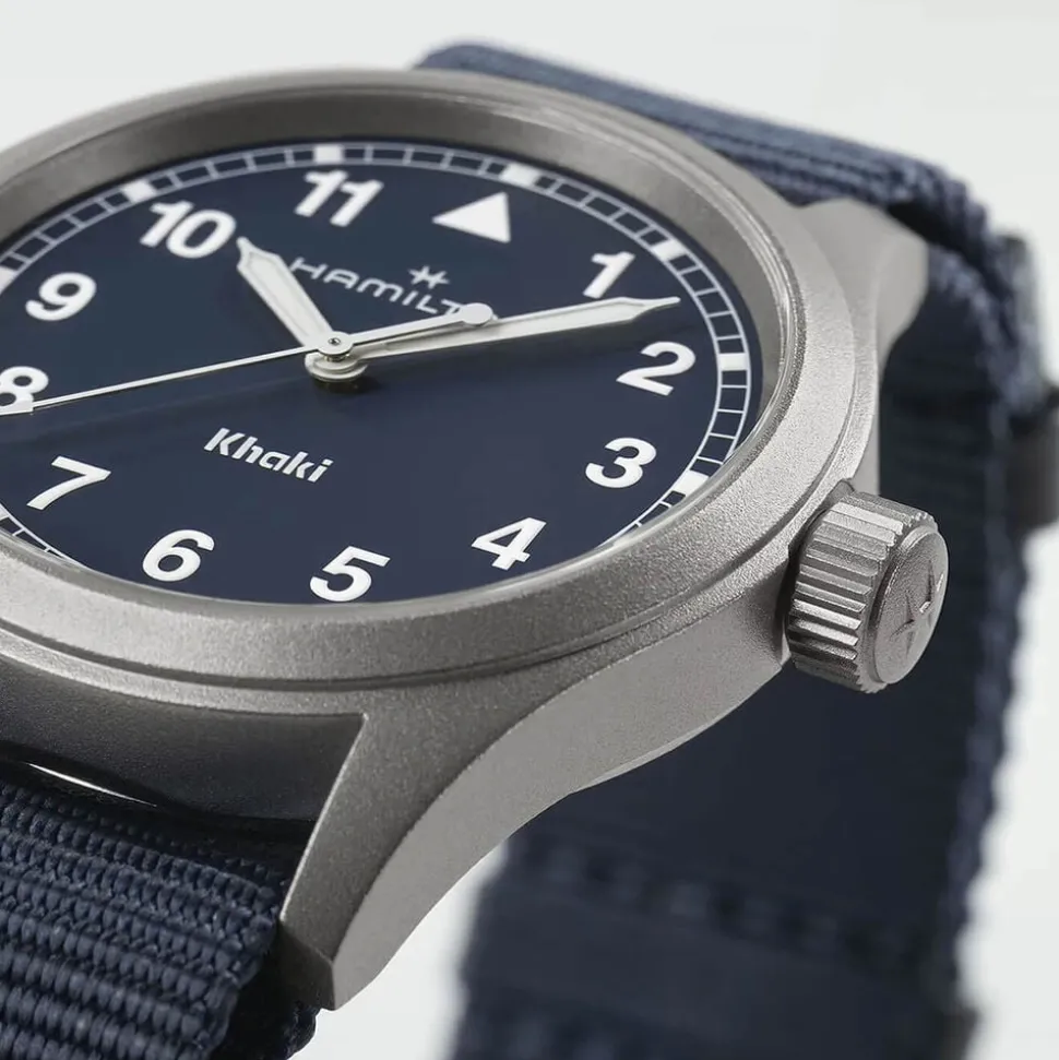 Hamilton Khaki Field Quartz 38mm Blue Dial Steel Case Blue Strap Watch