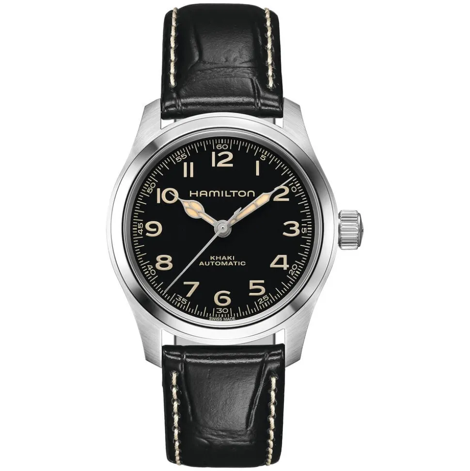 Hamilton Khaki Field "Murph" 38mm Black Dial Steel Case Leather Strap Watch