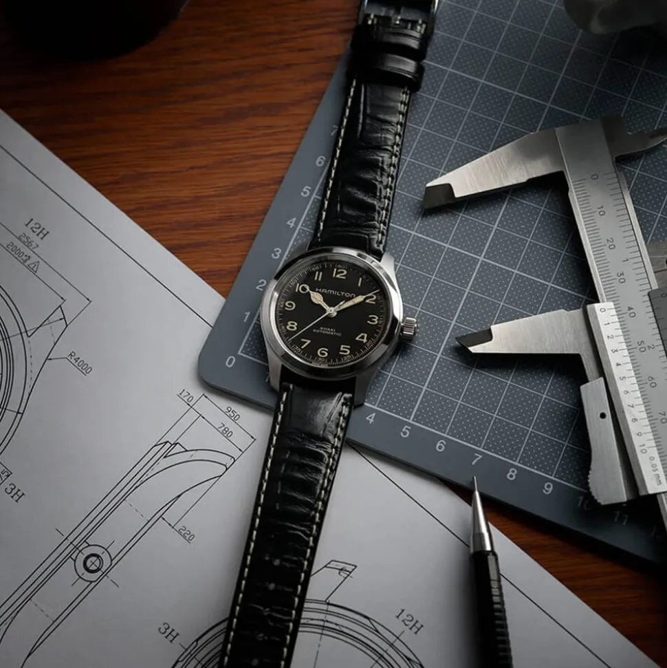 Hamilton Khaki Field "Murph" 38mm Black Dial Steel Case Leather Strap Watch