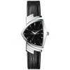 Hamilton Ventura Quartz 32mm x 50mm Black Dial Steel Case Black Leather Strap Watch