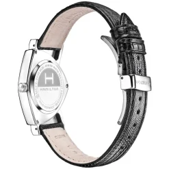 Hamilton Ventura Quartz 32mm x 50mm Black Dial Steel Case Black Leather Strap Watch