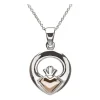 House of Lor 9ct Irish Rose Gold and Sterling Silver Claddagh Pendant