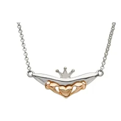 House of Lor 9ct Irish Rose Gold and Sterling Silver Claddagh Necklet