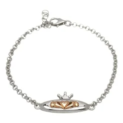 House of Lor 9ct Irish Rose Gold and Sterling Silver Claddagh Bracelet