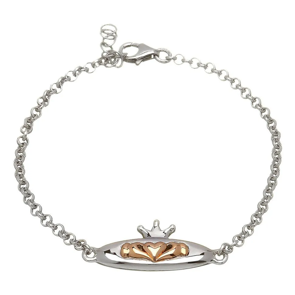 House of Lor 9ct Irish Rose Gold and Sterling Silver Claddagh Bracelet