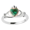 House of Lor 9ct Irish Rose Gold and Sterling Silver Green Stone Claddagh Ring
