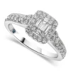Kathy De Stafford 18ct White Gold ''Keelin'' Rectangular Cluster & Pave Shoulders 0.50ct Ring