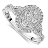 Kathy De Stafford 18ct White Gold '''Ali'' Oval Cluster Halo & Twist Pave Shoulders 0.50ct Ring