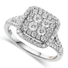 Kathy De Stafford 18ct White Gold 'Anastasia' Diamond Square Cluster Halo Shoulders 1ct Ring