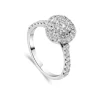 Kathy De Stafford 18ct White Gold Diamond Halo Cluster Stone Set Shoulders 0.60 Carat Ring