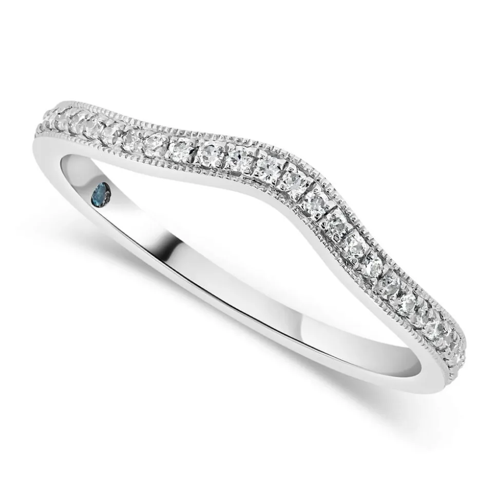 Kathy de Stafford 18ct White Gold Milgrain Dip Ring 0.16ct