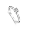Kathy De Stafford 18ct White Gold 0.24ct Round & Solitaire Diamond Accentuated Shoulders Ring