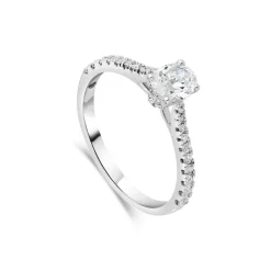 Kathy de Stafford 18ct White Gold Bella Oval Diamond with 0.70ct Stone Set Shoulders Ring