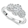 Kathy De Stafford 18ct White Gold ''Ivy'' 3 Stone Oval Centre Halo 0.85ct Ring