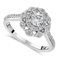 Kathy De Stafford 18ct White Gold ''Esme'' Round Double Halo 0.50ct Ring