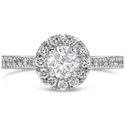 Kathy De Stafford 18ct White Gold ''Blossom'' Round Halo Diamond Shoulders 0.90ct Ring