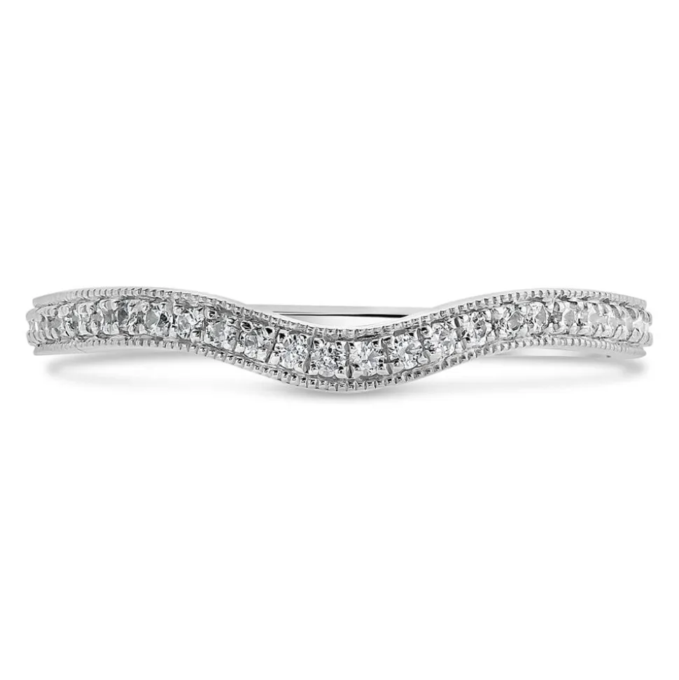 Kathy de Stafford 18ct White Gold Milgrain Dip Ring 0.16ct