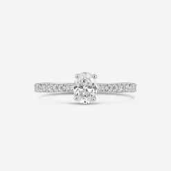 Kathy de Stafford 18ct White Gold Bella Oval Diamond with 0.70ct Stone Set Shoulders Ring