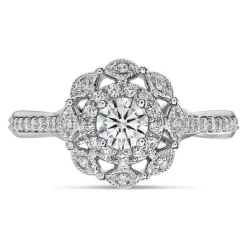 Kathy De Stafford 18ct White Gold ''Esme'' Round Double Halo 0.50ct Ring