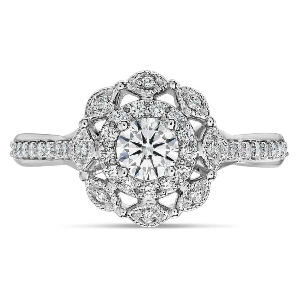 Kathy De Stafford 18ct White Gold ''Esme'' Round Double Halo 0.50ct Ring