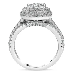 Kathy De Stafford 18ct White Gold ''Annalise'' Square Halo Cluster & 3 Row Shoulders 1ct Ring