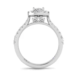 Kathy De Stafford 18ct White Gold ''Blossom'' Round Halo Diamond Shoulders 0.90ct Ring