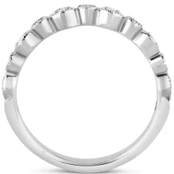 Kathy de Stafford 18ct White Gold Freya Vintage Pave Round Marquise Diamond 0.10ct Wedding Ring