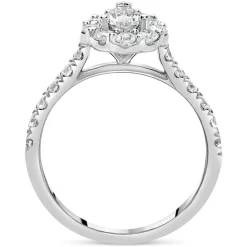 Kathy De Stafford 18ct White Gold ''Lily'' Pear Diam Halo Stone Set Shoulders 1.25ct Ring