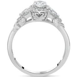 Kathy De Stafford 18ct White Gold ''Layla'' Oval Halo With Side Stone 0.75ct Ring