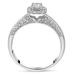 Kathy De Stafford 18ct White Gold 'Anjelica' Square Set Halo & Pave Diamond Bridge 0.50ct Ring