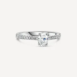 Kathy de Stafford 18ct White Gold Bella Oval Diamond with 0.70ct Stone Set Shoulders Ring