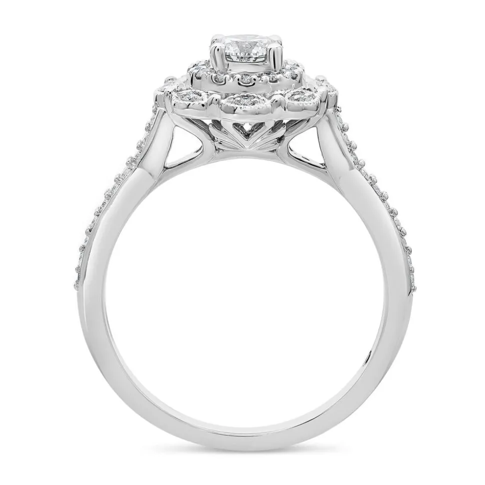 Kathy De Stafford 18ct White Gold ''Esme'' Round Double Halo 0.50ct Ring