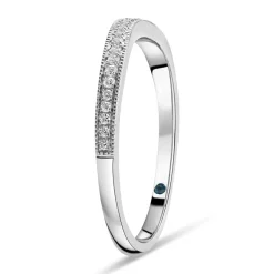 Kathy de Stafford 18ct White Gold Milgrain Dip Ring 0.11ct