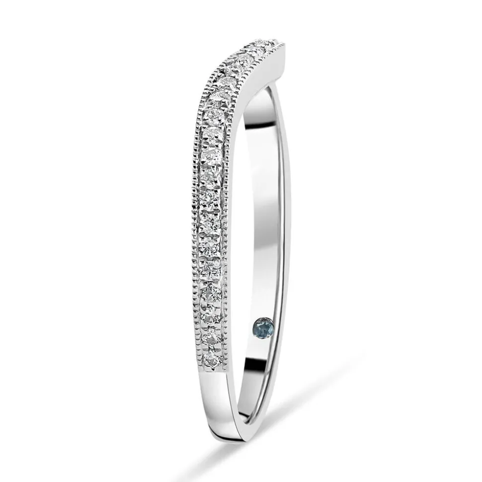 Kathy de Stafford 18ct White Gold Milgrain Dip Ring 0.16ct