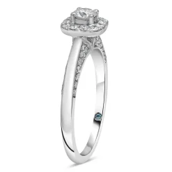 Kathy De Stafford 18ct White Gold 'Anjelica' Square Set Halo & Pave Diamond Bridge 0.50ct Ring