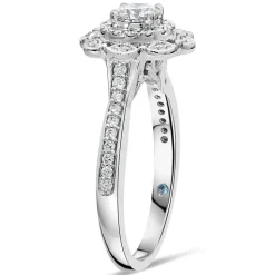 Kathy De Stafford 18ct White Gold ''Esme'' Round Double Halo 0.50ct Ring